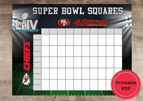 Super Bowl Squares 2024: Download our PDF template for free!.